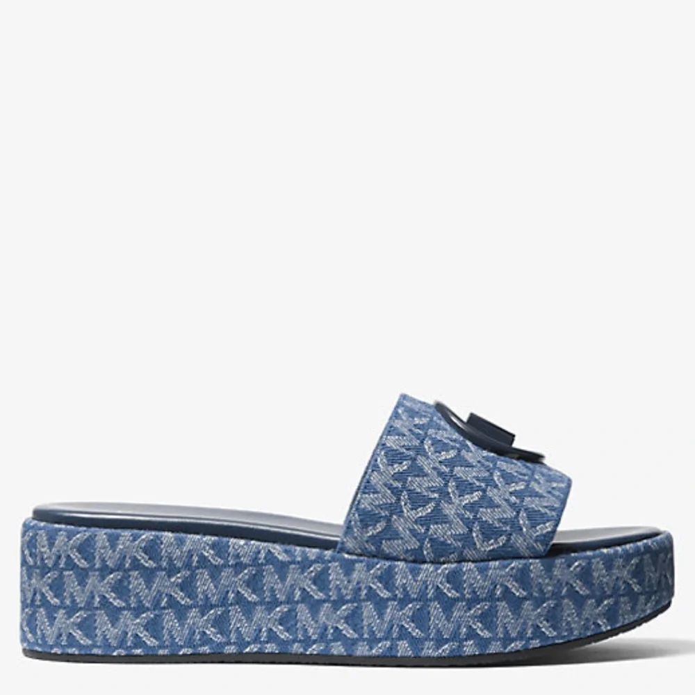 Michael Kors Sadler Wedge Denim Sandals - Picture 4 of 7